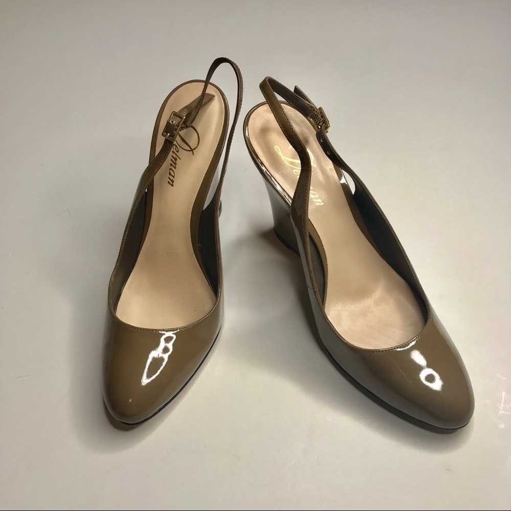 Delman Fargo Wedge Heel Ash Grey Patent Leather 8